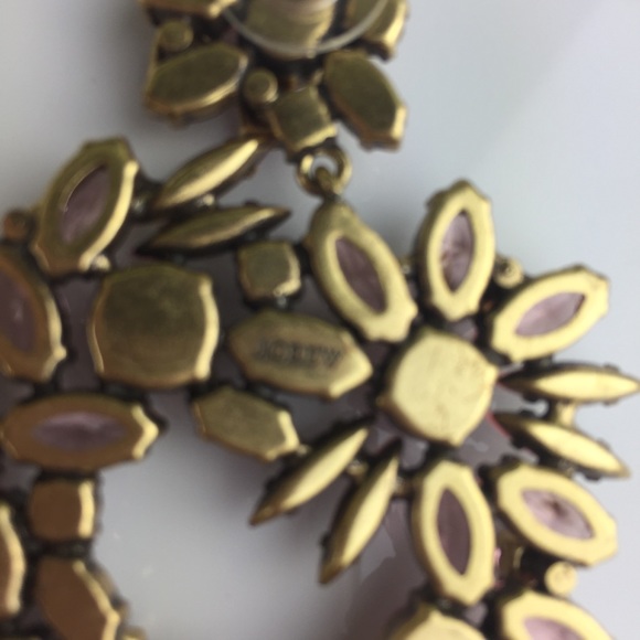 J. Crew Gold Toned Pink Jeweled Statement Earrings - Picture 5 of 7